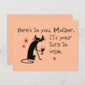 Het is mam's beurt voor een wijnwoordspeling feestdagenkaart (Voorkant / Achterkant)