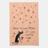 Het is mam's beurt voor een wijnwoordspeling theedoek (Verticaal)