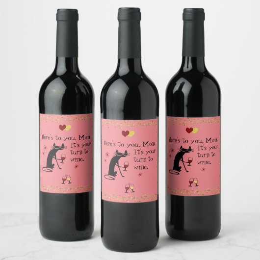 Het is mam's beurt voor een wijnwoordspeling wijn etiket (Flessen)