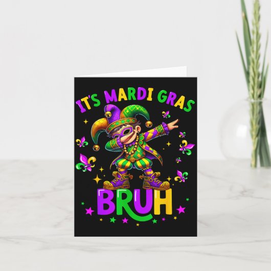 Het is Mardi Gras Bruh Dabbing Kabouter Nar Nieuw Kaart (Voorkant)
