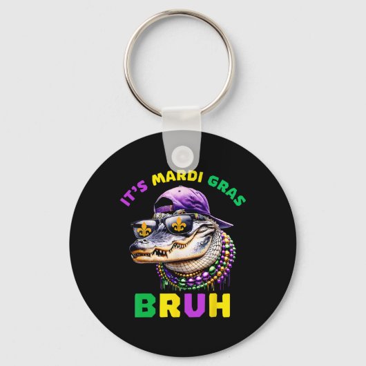 Het is Mardi Gras Bruh Marigator Alligator Mardi G Sleutelhanger (Voorkant)