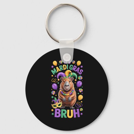 Het is mardi gras bruh meme capybara mardi gras sleutelhanger (Voorkant)