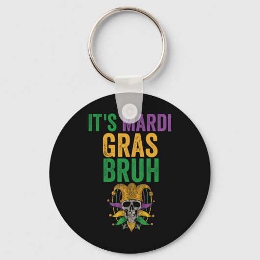 Het is Mardi Gras Bruh Skeleton Skull Funny Mardi  Sleutelhanger (Voorkant)