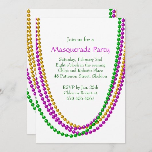 Het is Mardi Gras Invitation (wit) Kaart (Voorkant / Achterkant)