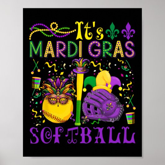 Het is Mardi Gras Softll Player Team Costume Maske Poster (Voorkant)