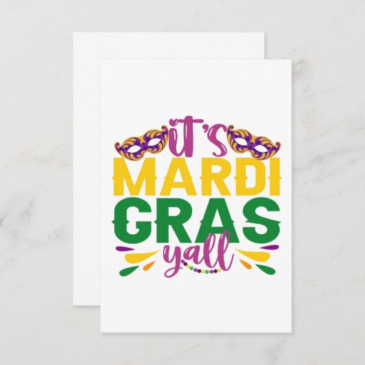 Het is Mardi Gras Y'all Grappig Carnaval Feestcade Bedankkaart (Voorkant / Achterkant)