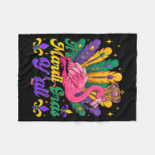 Het is Mardi Gras Yall Grappige Flamingo Carnaval Fleece Deken (Voorkant (Horizontaal))