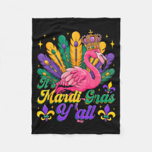 Het is Mardi Gras Yall Grappige Flamingo Carnaval Fleece Deken