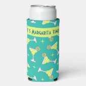Het is Margarita Time Retro Cocktail Patterned Blu Seltzer Blikjeskoeler (Seltzer Voorkant)