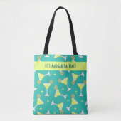 Het is Margarita Time Retro Cocktail Patterned Blu Tote Bag (Voorkant)