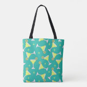 Het is Margarita Time Retro Cocktail Patterned Blu Tote Bag (Achterkant)