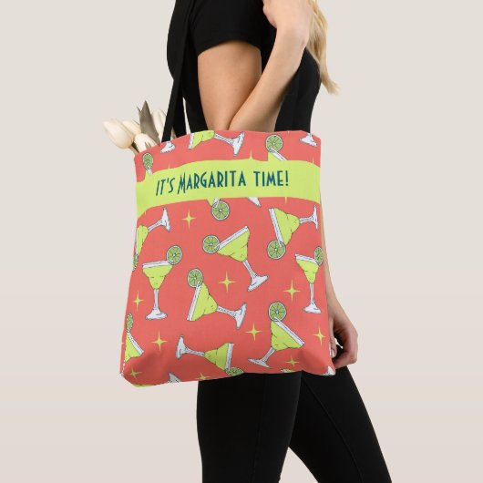 Het is Margarita Time Retro Miami Cocktails Tote Bag (Dichtbij)