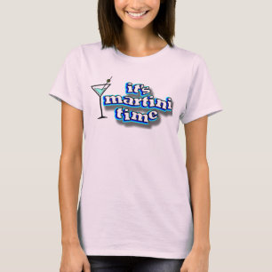 Het is Martini Time Damas Pink Spaghetti Strap Bov T-shirt