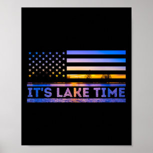 Het is Meer Tijd Zonsondergang Amerikaanse Vlag Zo Poster