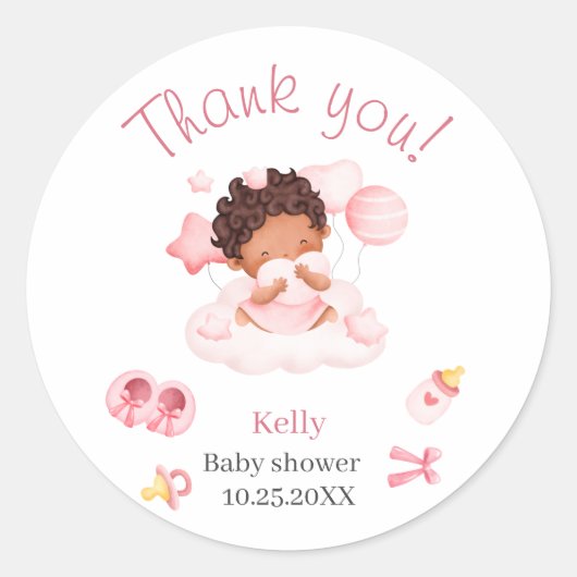 Het is meisje Roze Waterverf Baby shower bedankt Ronde Sticker (Voorkant)
