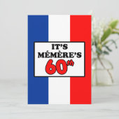 Het is Memere's 60ste verjaardag Franse vlag Invit Kaart (Staand voorkant)