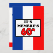 Het is Memere's 60ste verjaardag Franse vlag Invit Kaart (Voorkant / Achterkant)