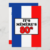 Het is Memere's 80ste verjaardag Franse vlag Invit Kaart (Voorkant / Achterkant)