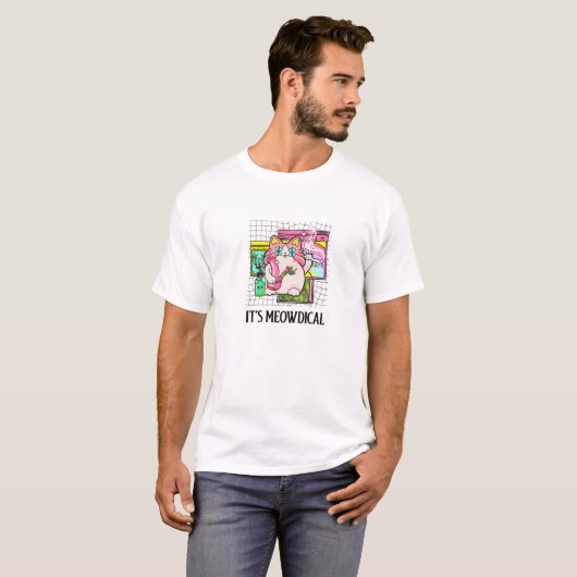 Het is Meowdical Funny Stoner Cat Kawaii Vaporwave T-shirt (Voorkant volledig)