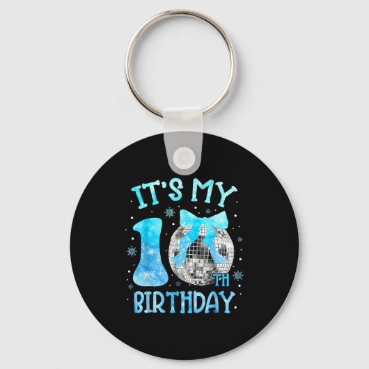 Het is mijn 10e verjaardag Coquette Bow Disco 10 j Sleutelhanger (Voorkant)