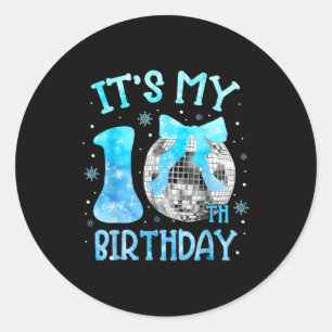 Het is mijn 10e verjaardag Coquette strik Disco 10 Ronde Sticker