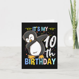 Het is mijn 10e verjaardag dabbing pinguïn kaart