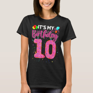Het is mijn 10e verjaardag donut donut jongen meis t-shirt