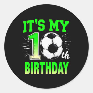 Het is mijn 10e verjaardag jongen voetbal Ll  Ronde Sticker