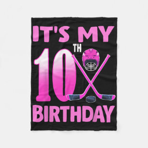 Het is mijn 10e verjaardag Meisje IJshockey 10 Jaa Fleece Deken