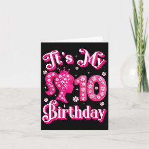 Het is mijn 10e verjaardag meisje pop 10 jaar oude kaart