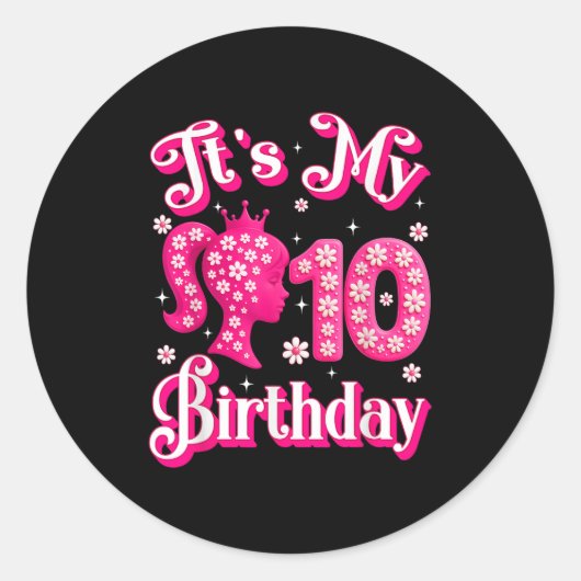 Het is mijn 10e verjaardag meisje pop 10 jaar oude ronde sticker (Voorkant)
