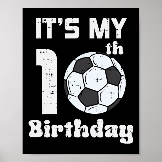 Het is mijn 10e verjaardag Voetbal 10 jaar oud Bda Poster (Voorkant)