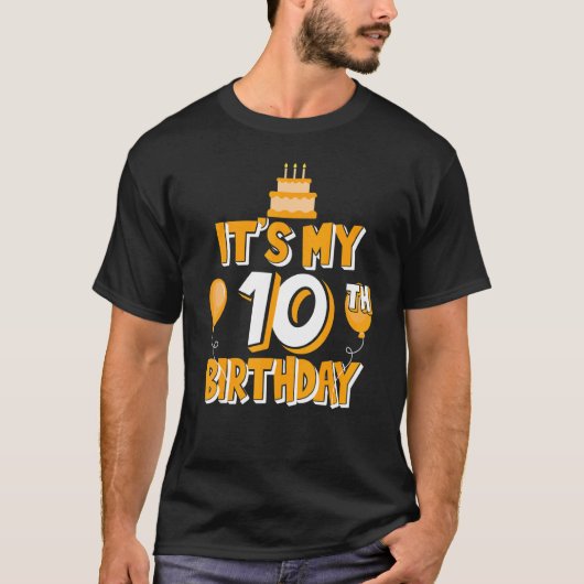 Het is mijn 10e verjaardagsfeestje voor hem of haa t-shirt (Voorkant)