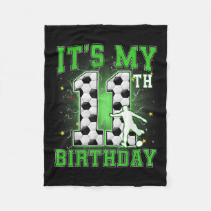 Het is mijn 11e verjaardag Boy Soccer 11 jaar oud Fleece Deken