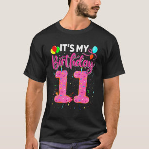 Het is mijn 11e verjaardag donut donut jongen meis t-shirt