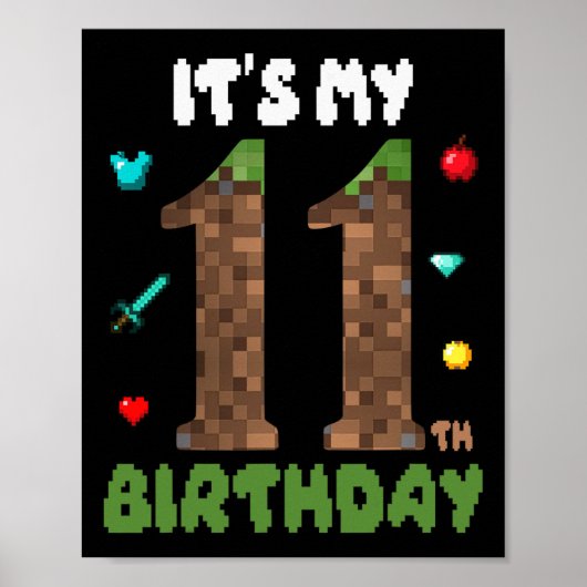 Het is mijn 11e verjaardag Funny 11 jaar oude vide Poster (Voorkant)
