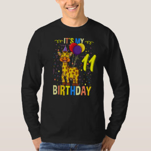 Het is mijn 11e verjaardag Giraffe Afrikaans dier T-shirt
