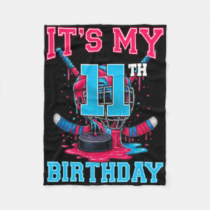 Het is mijn 11e verjaardag Hockey 11 jaar oud ijs Fleece Deken