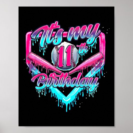 Het is mijn 11e verjaardag jongen Bysebyll Drip 11 Poster (Voorkant)