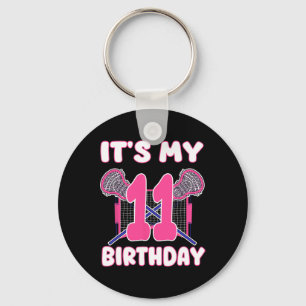 Het is mijn 11e verjaardag Lacrosse themafeest 11 Sleutelhanger