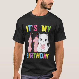 Het is mijn 11e verjaardag Meisje 11 jaar oude Rag T-shirt