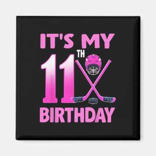 Het is mijn 11e verjaardag Meisje IJshockey 11 Jaa Magneet
