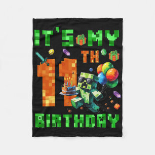 Het is mijn 11e verjaardag Pixel Nummer Videospel  Fleece Deken