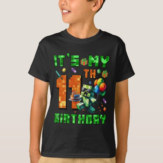 Het is mijn 11e verjaardag Pixel Nummer Videospel  T-shirt (Voorkant)