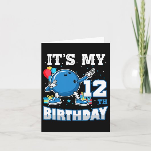 Het is mijn 12e verjaardag Dabbing Bowling 12 jaar Kaart (Voorkant)