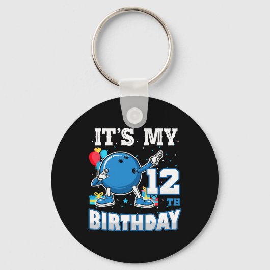 Het is mijn 12e verjaardag Dabbing Bowling 12 jaar Sleutelhanger (Voorkant)