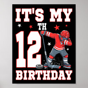 Het is mijn 12e verjaardag jongens ijshockey dabbe poster