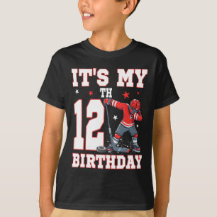 Het is mijn 12e verjaardag jongens ijshockey dabbe t-shirt