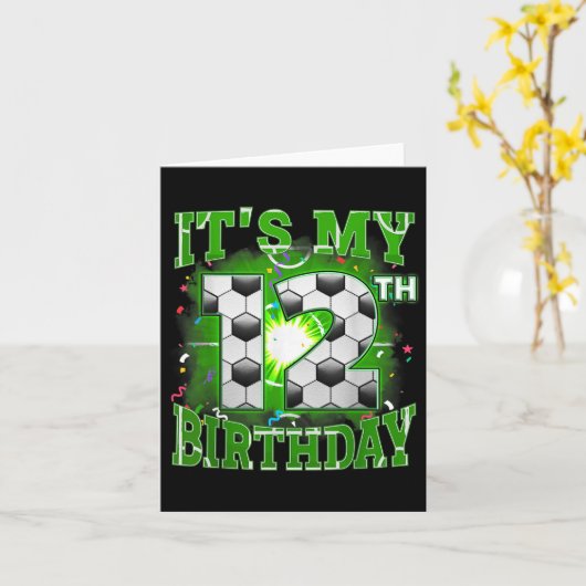 Het is mijn 12e verjaardag jongens voetbal 12 jaar kaart (Gele Bloem)
