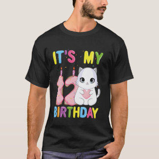 Het is mijn 12e verjaardag Meisje 12 jaar oud Ragd T-shirt